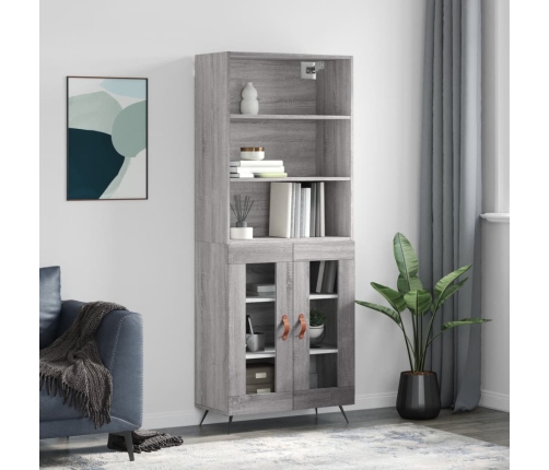 Aparador alto madera contrachapada gris sonoma 69,5x34x180 cm