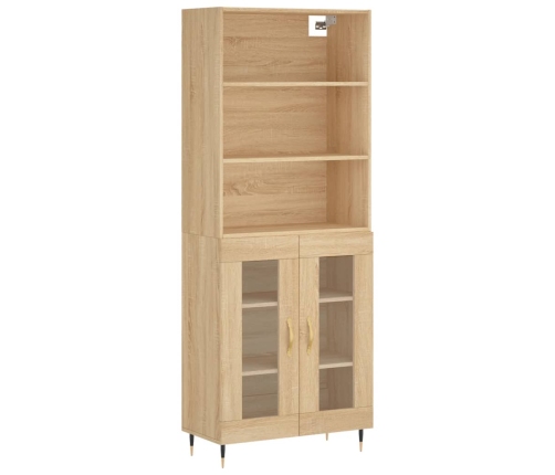 Aparador alto madera contrachapada color roble 69,5x34x180 cm