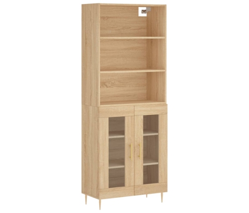 Aparador alto madera contrachapada color roble 69,5x34x180 cm