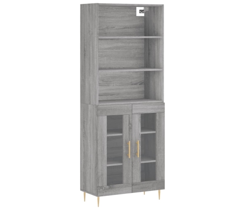 Aparador alto madera contrachapada gris sonoma 69,5x34x180 cm