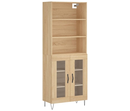 Aparador alto madera contrachapada color roble 69,5x34x180 cm