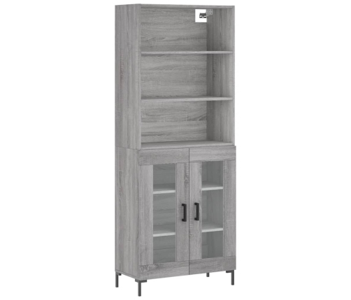 Aparador alto madera contrachapada gris sonoma 69,5x34x180 cm