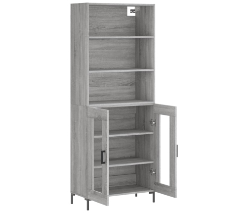 Aparador alto madera contrachapada gris sonoma 69,5x34x180 cm