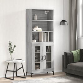 Aparador alto madera contrachapada gris sonoma 69,5x34x180 cm