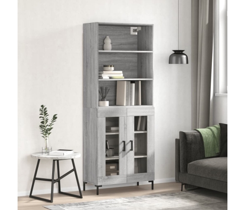 Aparador alto madera contrachapada gris sonoma 69,5x34x180 cm