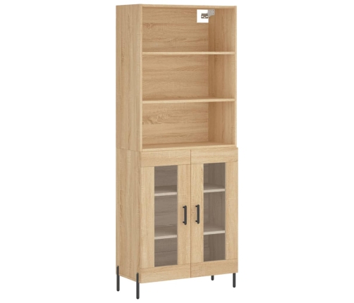 Aparador alto madera contrachapada color roble 69,5x34x180 cm