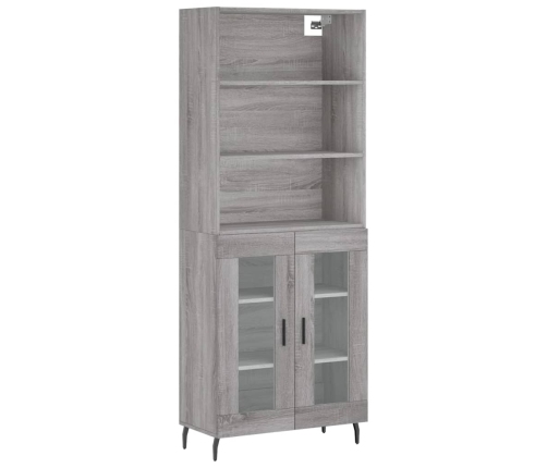 Aparador alto madera contrachapada gris sonoma 69,5x34x180 cm