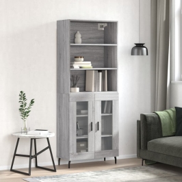 Aparador alto madera contrachapada gris sonoma 69,5x34x180 cm