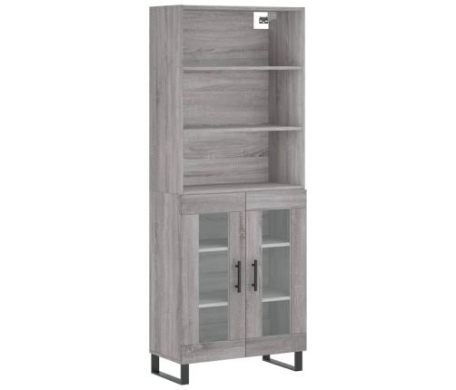 Aparador alto madera contrachapada gris sonoma 69,5x34x180 cm