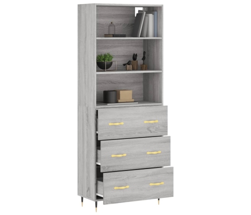 Aparador alto madera contrachapada gris sonoma 69,5x34x180 cm