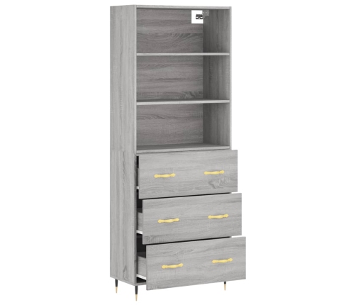 Aparador alto madera contrachapada gris sonoma 69,5x34x180 cm