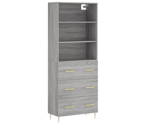 Aparador alto madera contrachapada gris sonoma 69,5x34x180 cm