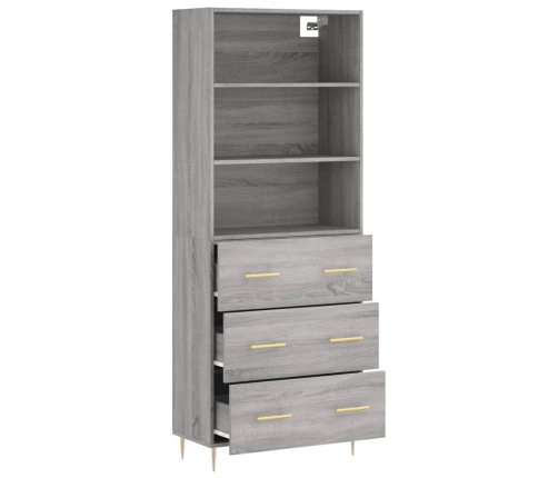 Aparador alto madera contrachapada gris sonoma 69,5x34x180 cm