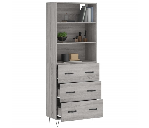 Aparador alto madera contrachapada gris sonoma 69,5x34x180 cm