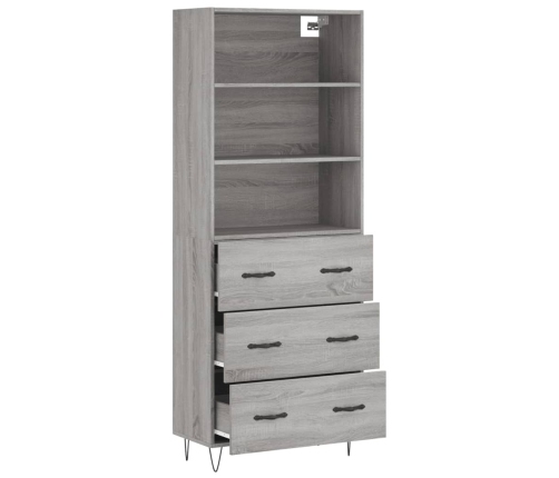 Aparador alto madera contrachapada gris sonoma 69,5x34x180 cm