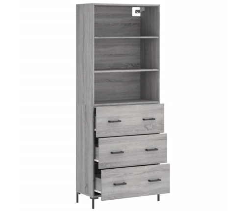 Aparador alto madera contrachapada gris sonoma 69,5x34x180 cm