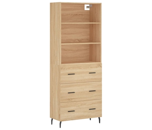 Aparador alto madera contrachapada color roble 69,5x34x180 cm