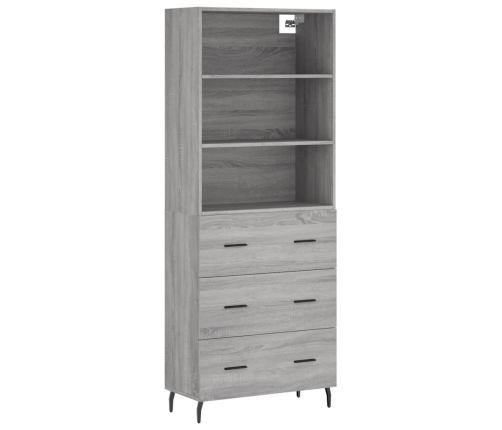 Aparador alto madera contrachapada gris sonoma 69,5x34x180 cm