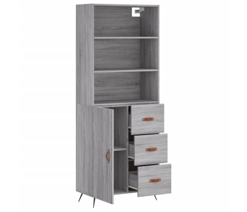 Aparador alto madera contrachapada gris sonoma 69,5x34x180 cm