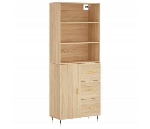 Aparador alto madera contrachapada color roble 69,5x34x180 cm