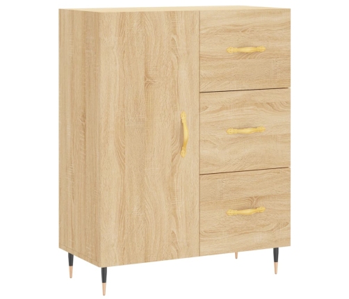 Aparador alto madera contrachapada color roble 69,5x34x180 cm