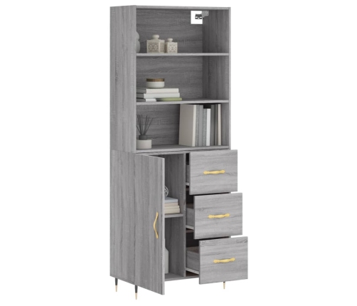 Aparador alto madera contrachapada gris sonoma 69,5x34x180 cm