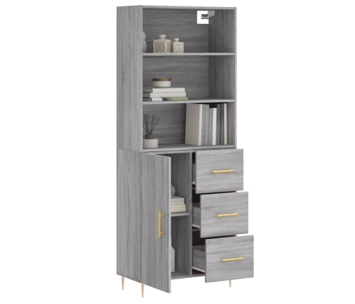 Aparador alto madera contrachapada gris sonoma 69,5x34x180 cm