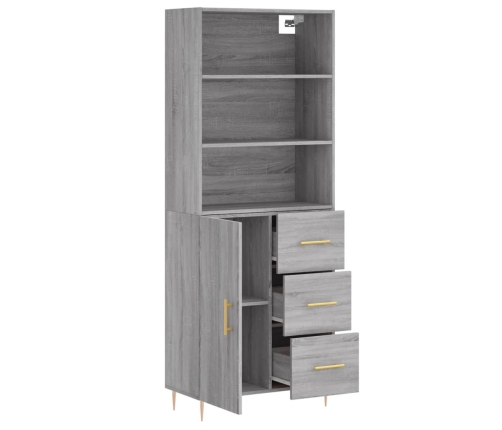 Aparador alto madera contrachapada gris sonoma 69,5x34x180 cm