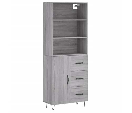 Aparador alto madera contrachapada gris sonoma 69,5x34x180 cm