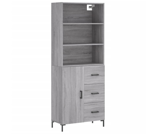 Aparador alto madera contrachapada gris sonoma 69,5x34x180 cm