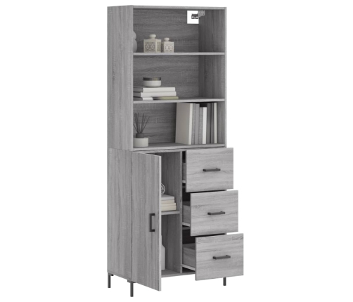 Aparador alto madera contrachapada gris sonoma 69,5x34x180 cm