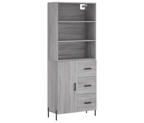 Aparador alto madera contrachapada gris sonoma 69,5x34x180 cm