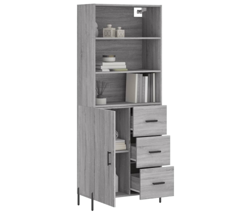 Aparador alto madera contrachapada gris sonoma 69,5x34x180 cm