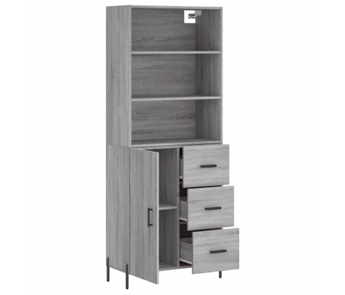 Aparador alto madera contrachapada gris sonoma 69,5x34x180 cm