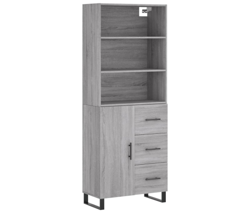 Aparador alto madera contrachapada gris sonoma 69,5x34x180 cm