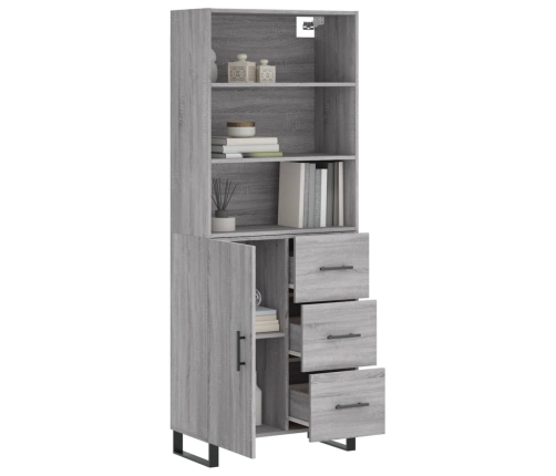 Aparador alto madera contrachapada gris sonoma 69,5x34x180 cm