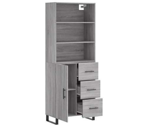 Aparador alto madera contrachapada gris sonoma 69,5x34x180 cm