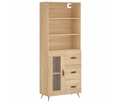 Aparador alto madera contrachapada color roble 69,5x34x180 cm