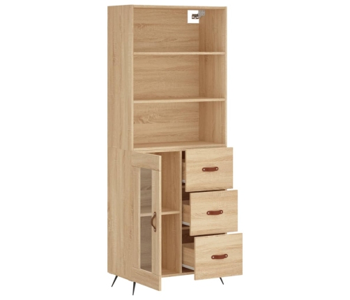 Aparador alto madera contrachapada color roble 69,5x34x180 cm