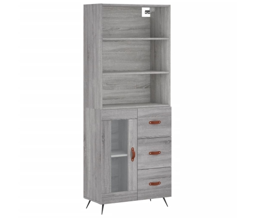 Aparador alto madera contrachapada gris sonoma 69,5x34x180 cm