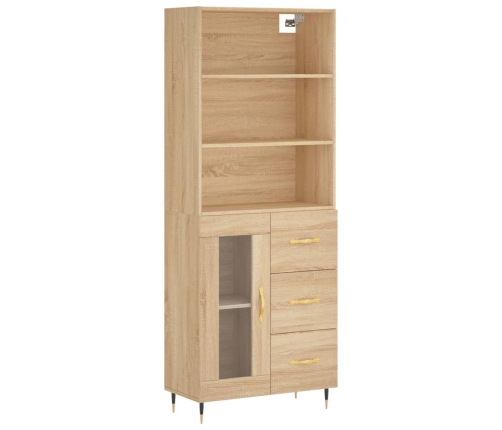 Aparador alto madera contrachapada color roble 69,5x34x180 cm