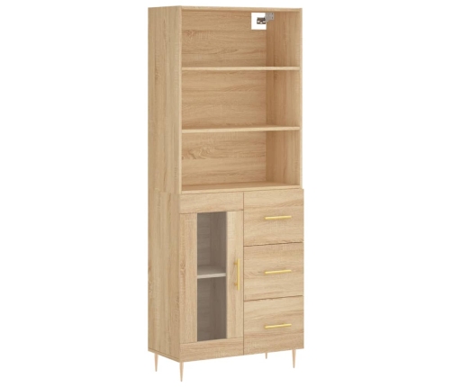 Aparador alto madera contrachapada color roble 69,5x34x180 cm