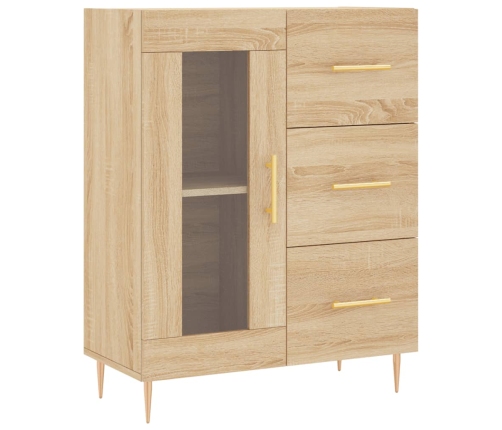 Aparador alto madera contrachapada color roble 69,5x34x180 cm