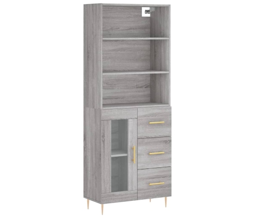 Aparador alto madera contrachapada gris sonoma 69,5x34x180 cm