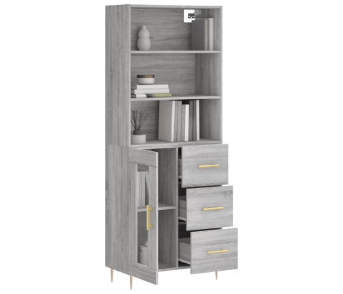 Aparador alto madera contrachapada gris sonoma 69,5x34x180 cm