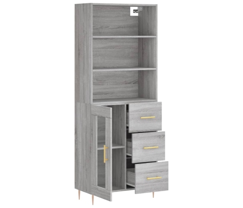 Aparador alto madera contrachapada gris sonoma 69,5x34x180 cm