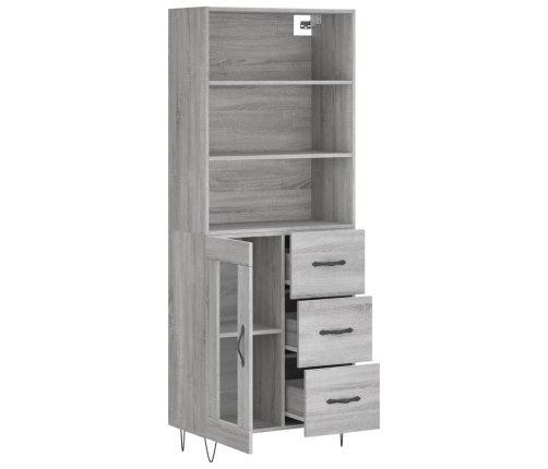 Aparador alto madera contrachapada gris sonoma 69,5x34x180 cm