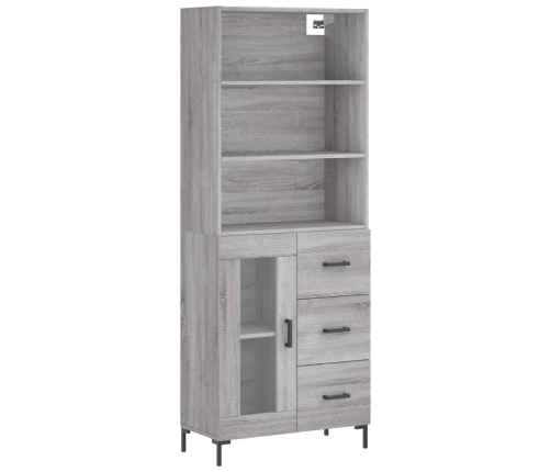 Aparador alto madera contrachapada gris sonoma 69,5x34x180 cm