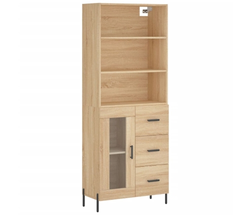 Aparador alto madera contrachapada color roble 69,5x34x180 cm