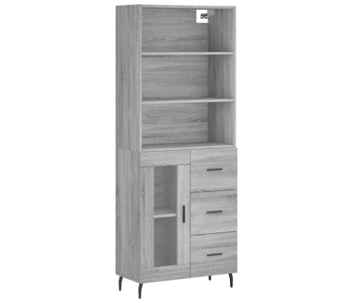 Aparador alto madera contrachapada gris sonoma 69,5x34x180 cm